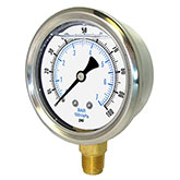 Liquid Filled Pressure Gauges with Brass Internals